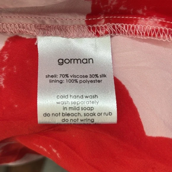 Gorman Australia red pink silk blend painted floral sheer midi dress - Picture 11 of 11